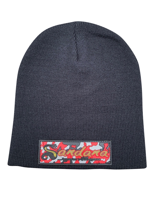Black "America's Headgear" No Cuff Beanie Red Camo Headgear Shop
